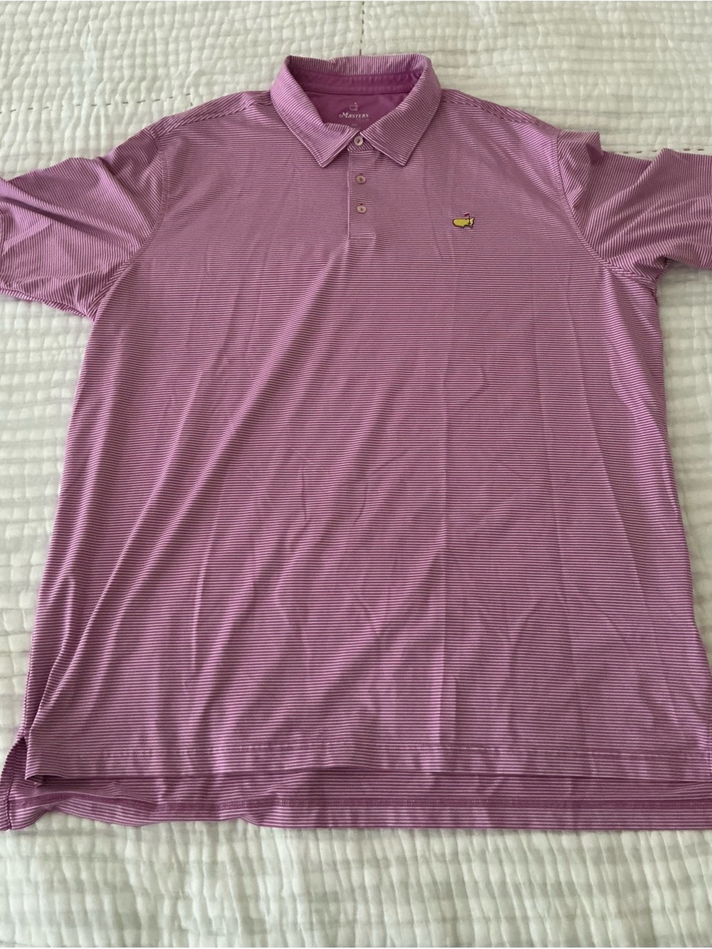 Masters Men's Lavender Striped Polo with Chest Logo